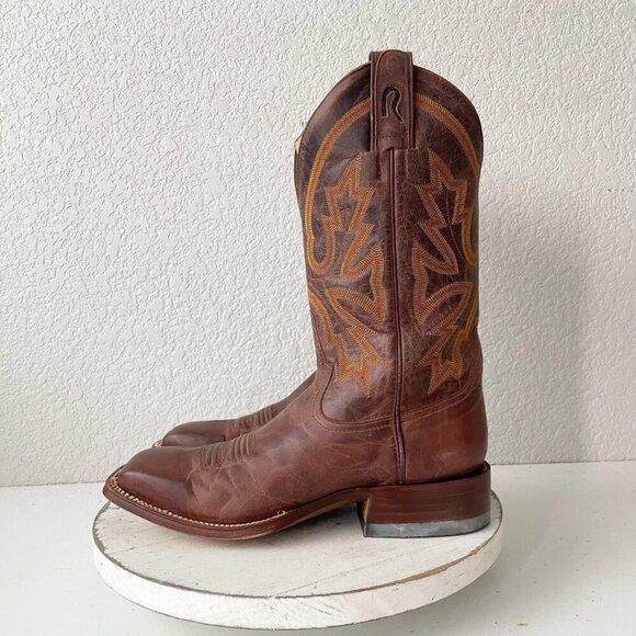 Rod Patrick Mens Cowboy Boots 8.5D Perro Loco Brown Leather Western Square Toe - Picture 4 of 12